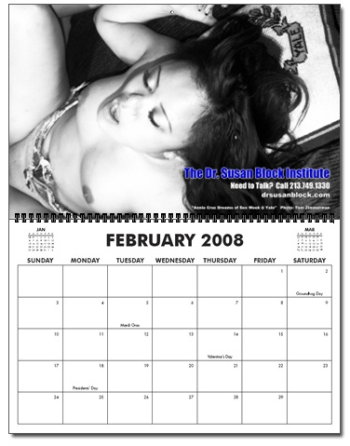 February celebrates Sex Week at Yale with Annie Cruz on YALE pillow Dr. Suzys Speakeasy 2008 Calendar