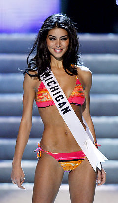 Miss USA Rima Fakih represents Michigan in the swimsuit portion of the contest 