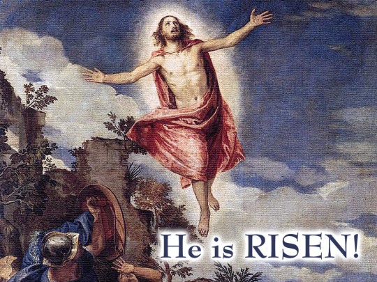 Jesus-rising-from-the-dead-on-easter-with-the-words-he-is-risen