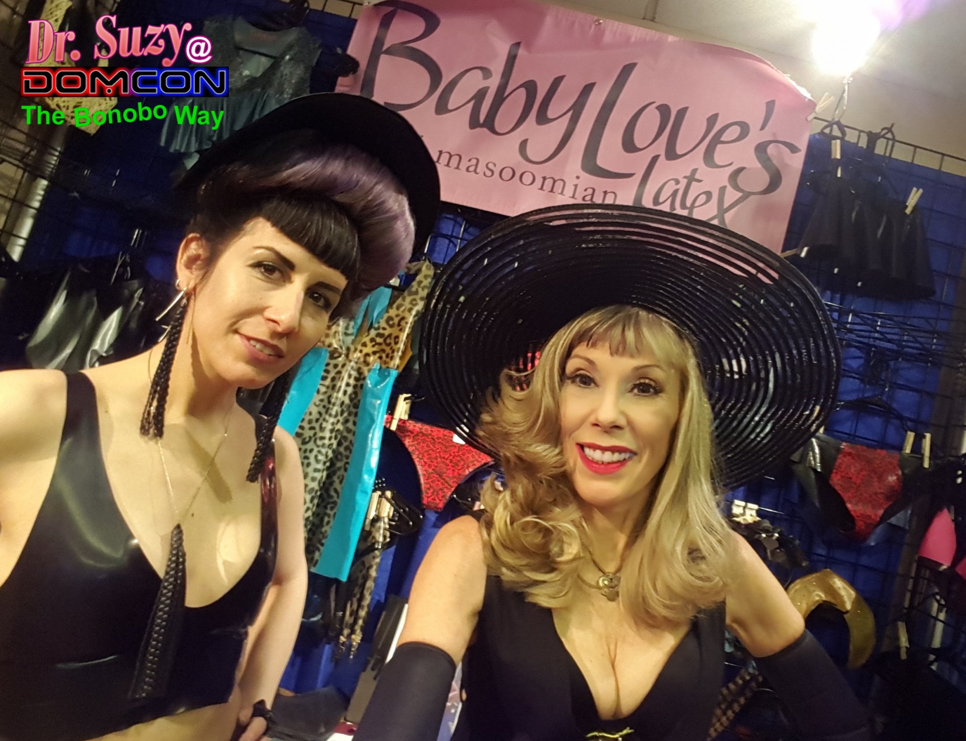 With Reneé Massoumian & my DomCon leopard latex Opening Night dress hanging behind us.