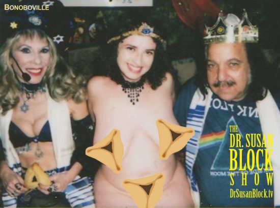Hamantaschen Trinity of Bonoboville: Dr. Suzy, Queen Rhiannon & King Ron Jeremy. Polaroid: Sheree Rose