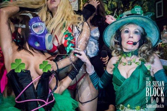 A Michelangelic Moment on Dr. Suzy's St. Paddy's Day, the Bonobo Way, featuring Phoenix Dawn and GasMaskGirl. Photo: Jux Lii