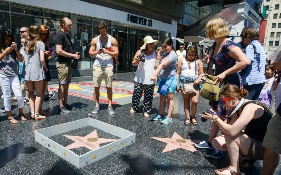 Trump's Wall around his own star.... which happens to be next to Kevin Spacey's.... in front of Forever 21 (!) Street Art by Plastic Jesus