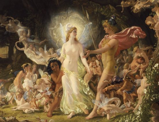 Titania, Oberon and the Faeries in Shakespeare's Summer Solstice reverie, "A Midsummer Night's Dream." Painting: Joseph Noel Paton