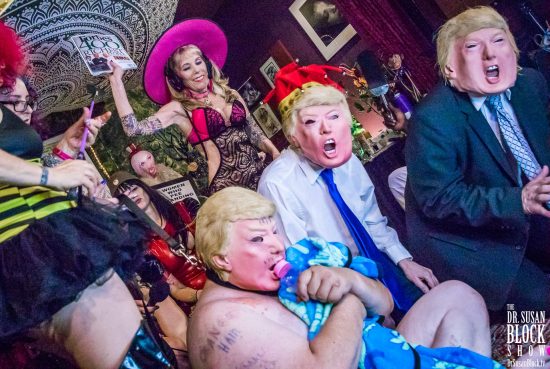 Trumpocalypse Therapy: Spanking 3 Trumps' Rumps with Stormy's Forbes. Photo: Jux Lii