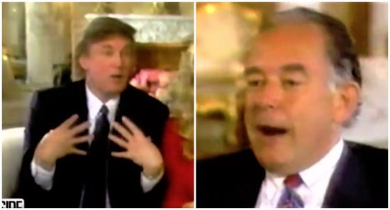Trump mimicking his baby daughter Tiffany's future breasts while being interviewed by Robin Leach.