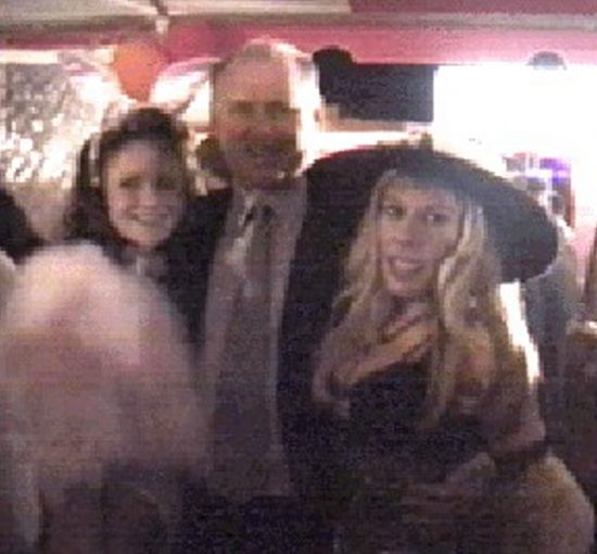 Bunnyranch Bunny, Dennis Hof and Dr. Susan Block at Kitty's Cathouse celebrating the Birthday of the self-proclaimed "Barnum of Booty" back in the day (1995)