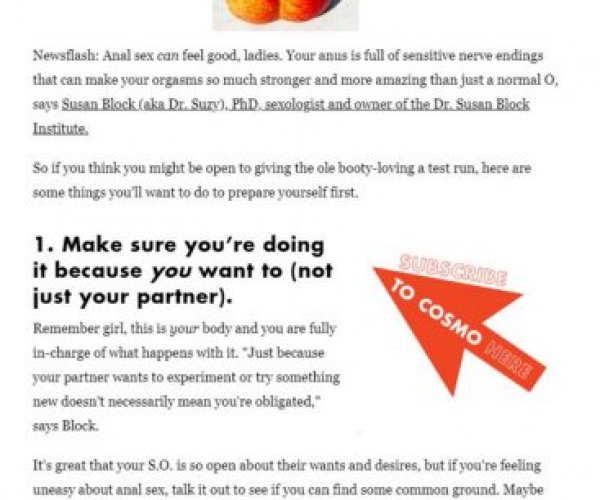 Dr. Suzy Gives COSMO all the Delicious Details on Prepping for Anal Sex
