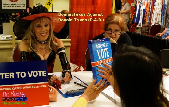 Registering DomCon voters at the D.A.D. booth. Photo: Don Juan