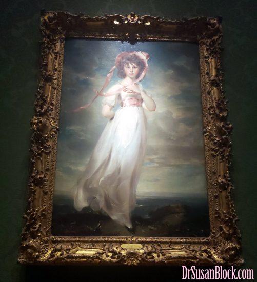 "Pinkie," a 1794 depiction of Sarah Barrett Moulton, age 11, by Thomas Lawrence, hanging across from Thomas Gainsborough's "Blue Boy" in the Huntington Gallery. Sadly, Sarah died the year after this portrait was painted, at the age of 12.