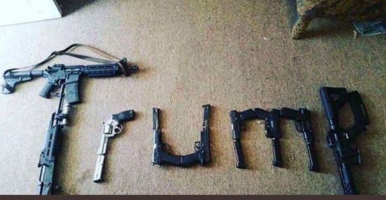 The El Paso shooter "liked" this image of "Trump" spelled out in firearms. 