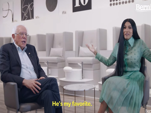 Cardi B sits down with Bernie Sanders to talk about the issues at a nail salon.