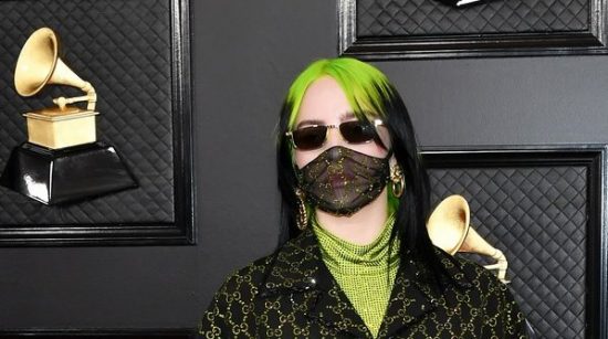Billie Eilish in a mask at the Grammys before her 5 award sweep.