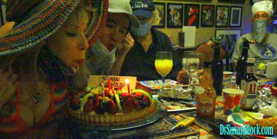 Abe and I take down our masks to blow out the birthday candles which, I now realize, is the perfect way to spread COVID-19!. Photo: Harry Sapien