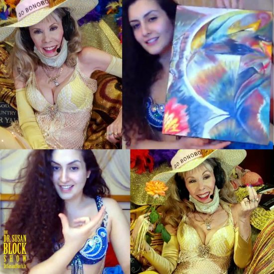 Lily Miss Arab shows her painting and the "come here" gesture that makes her squirt.
