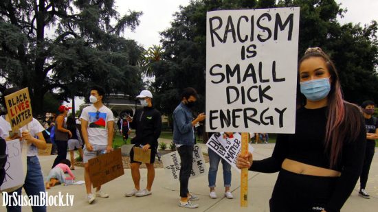 "Racism is Small Dick Energy" at our local park near Bonoboville. Photo: Harry Sapien