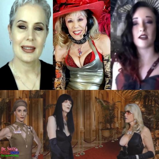 Crowned DomCon 2020 Virtual Mistress of Ceremonies, along with Simone Justice and Wiley Wolfe, as Goddess Phoenix interviews Madame Margherite and Mistress Cyan on the Red Carpet.