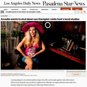 Mattress Madness: “Arcadia wants to shut down sex therapist-radio host’s studios” in LA Daily News & Pasadena Star News